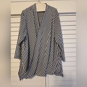 Michael Kors Navy and Cream Striped Blouse